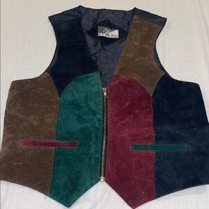 9b01100 Willow Black and Brown color block Suede Vest